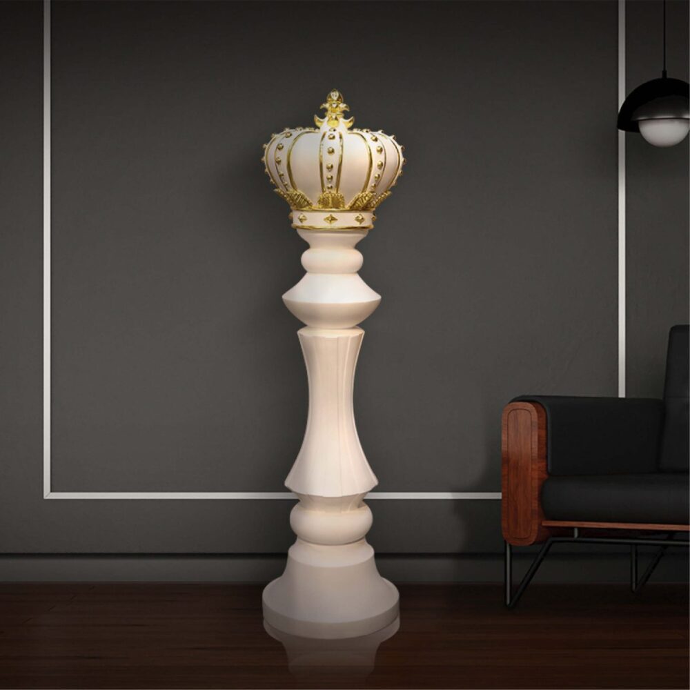 Chess King - 2200119-White with Gold leaf - Shown with decor background-Image 4
