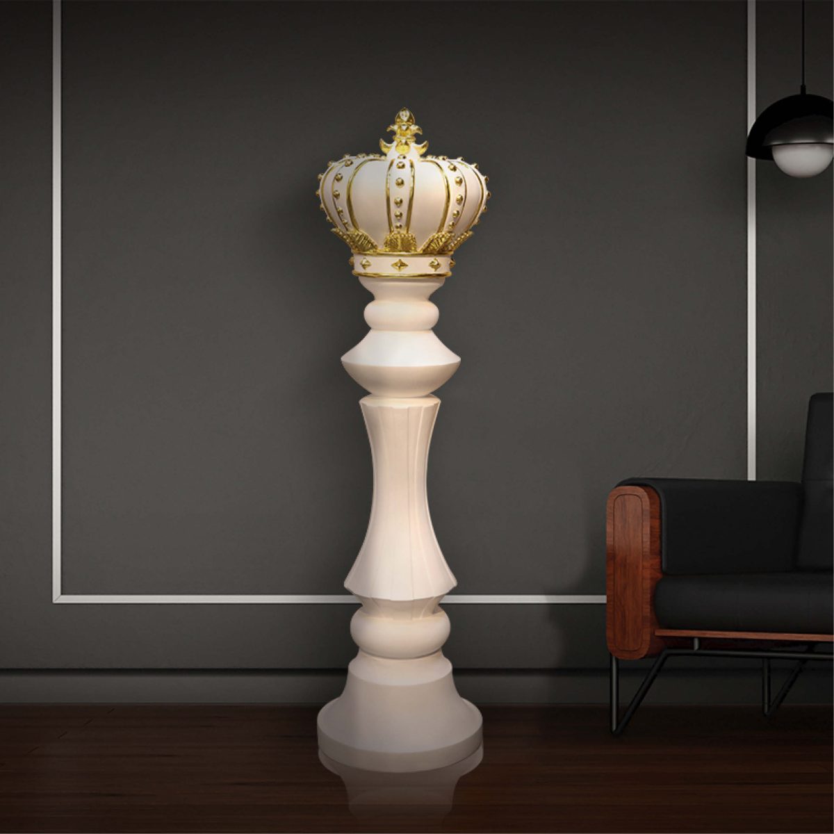 Natureworks Australia Chess King - 2200119-White with Gold leaf - Shown with decor background-Image 4