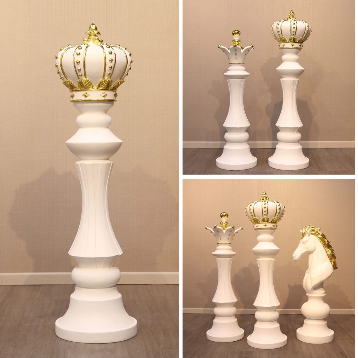 Natureworks Australia King Chess piece - larger than life size - white with gold leaf highlights