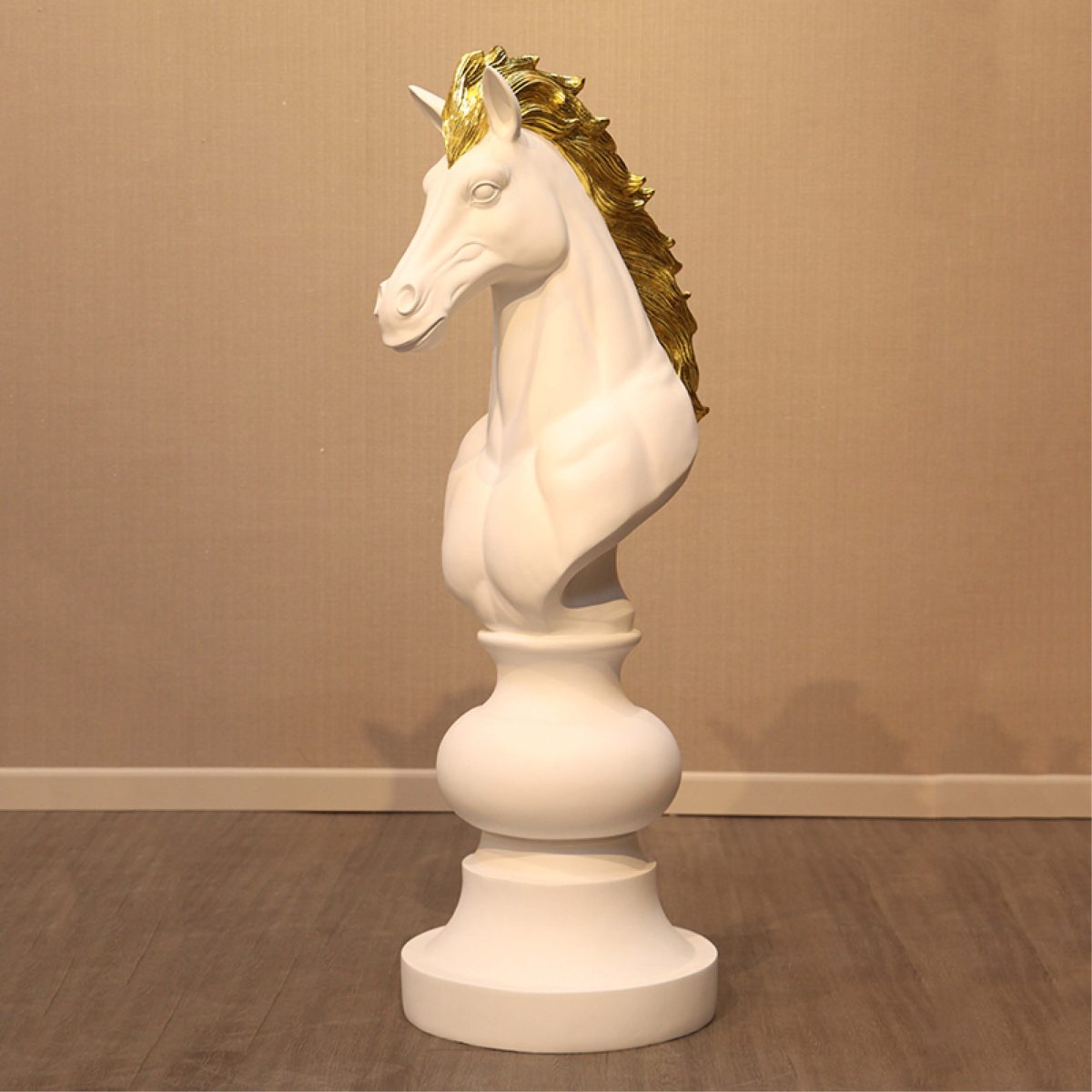 Natureworks Australia Chess Knight Piece - Matt White with gold leaf - 220120