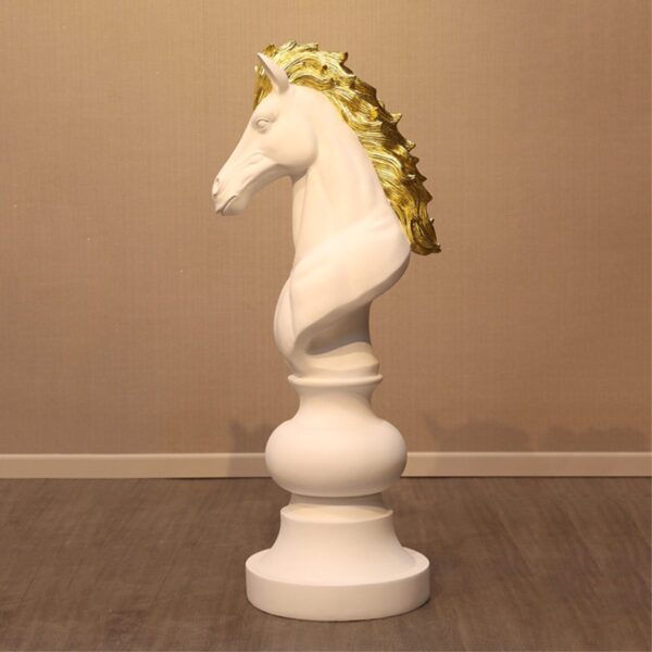 Alice in Wonderland knight chess piece - white with gold leaf highlights