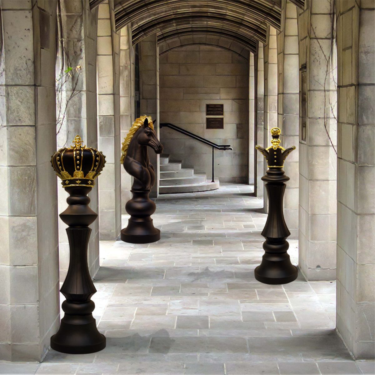 Natureworks Australia Chess Queen 220118Matt Black & Gold leaf