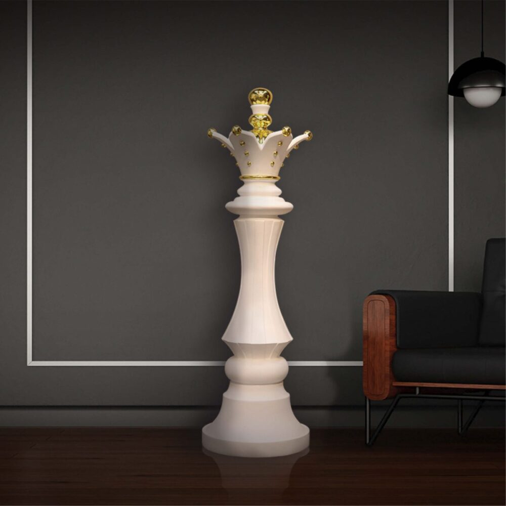 Chess Queen - 220118 -White with Gold leaf sculpture