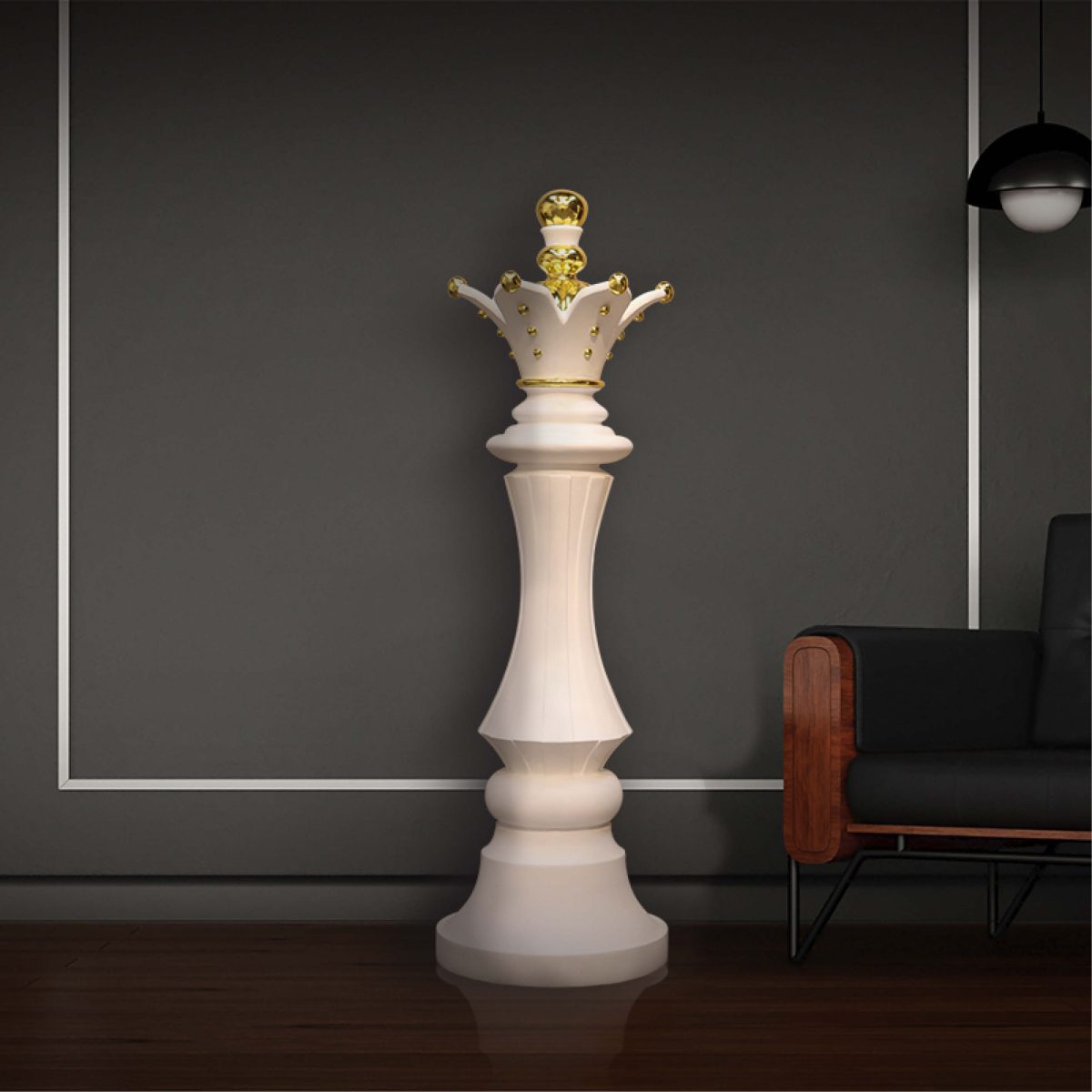 Natureworks Australia Chess Queen - 220118 -White with Gold leaf sculpture