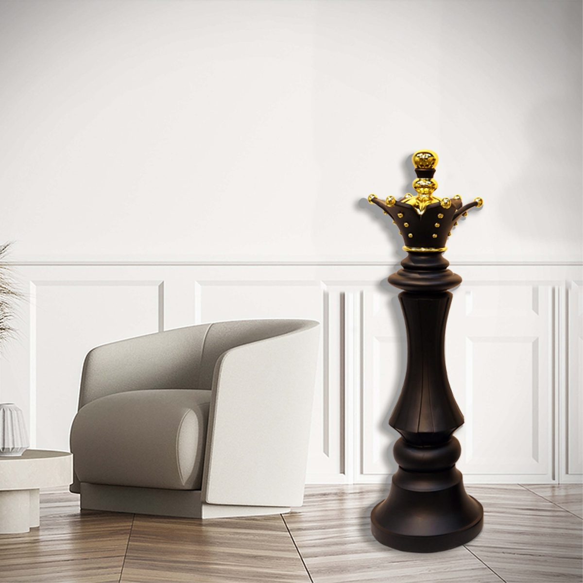 Natureworks Australia Chess Queen 220118Matt Black & Gold leaf