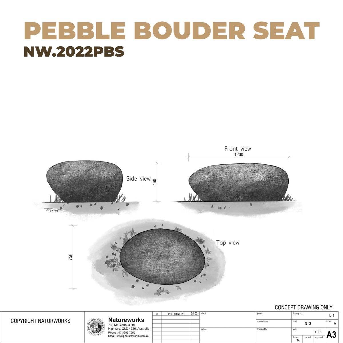 Natureworks Australia Pebble bouder seat - large