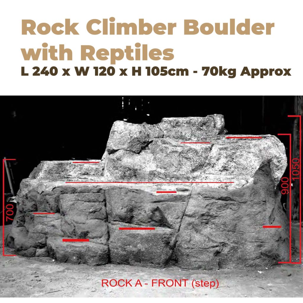 Rock Boulder Climber With Reptiles Sculpture & Statue