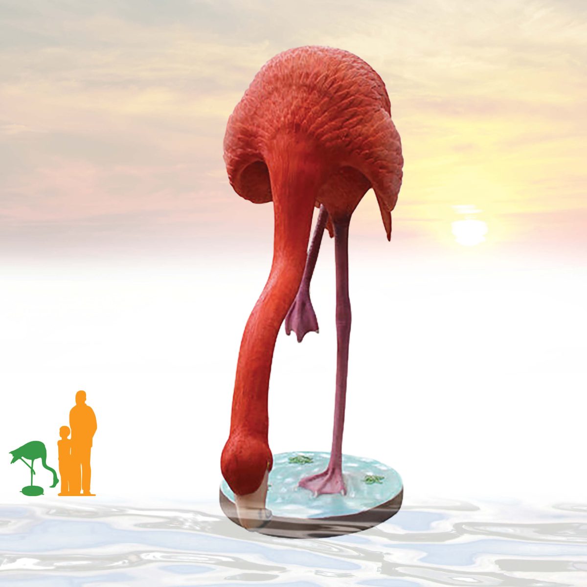 Natureworks Australia Flamingo head down on base plate - PT.R-334