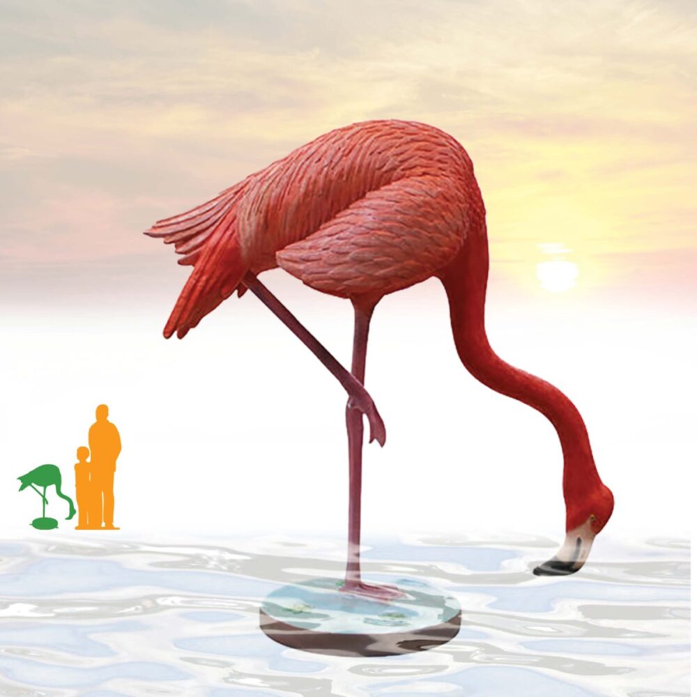 Flamingo head down on base plate - PT.R-334 - side view