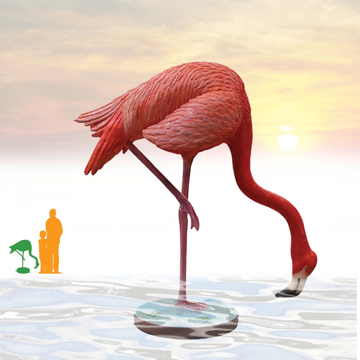 Natureworks Australia Flamingo head down on base plate - PT.R-334 - side view