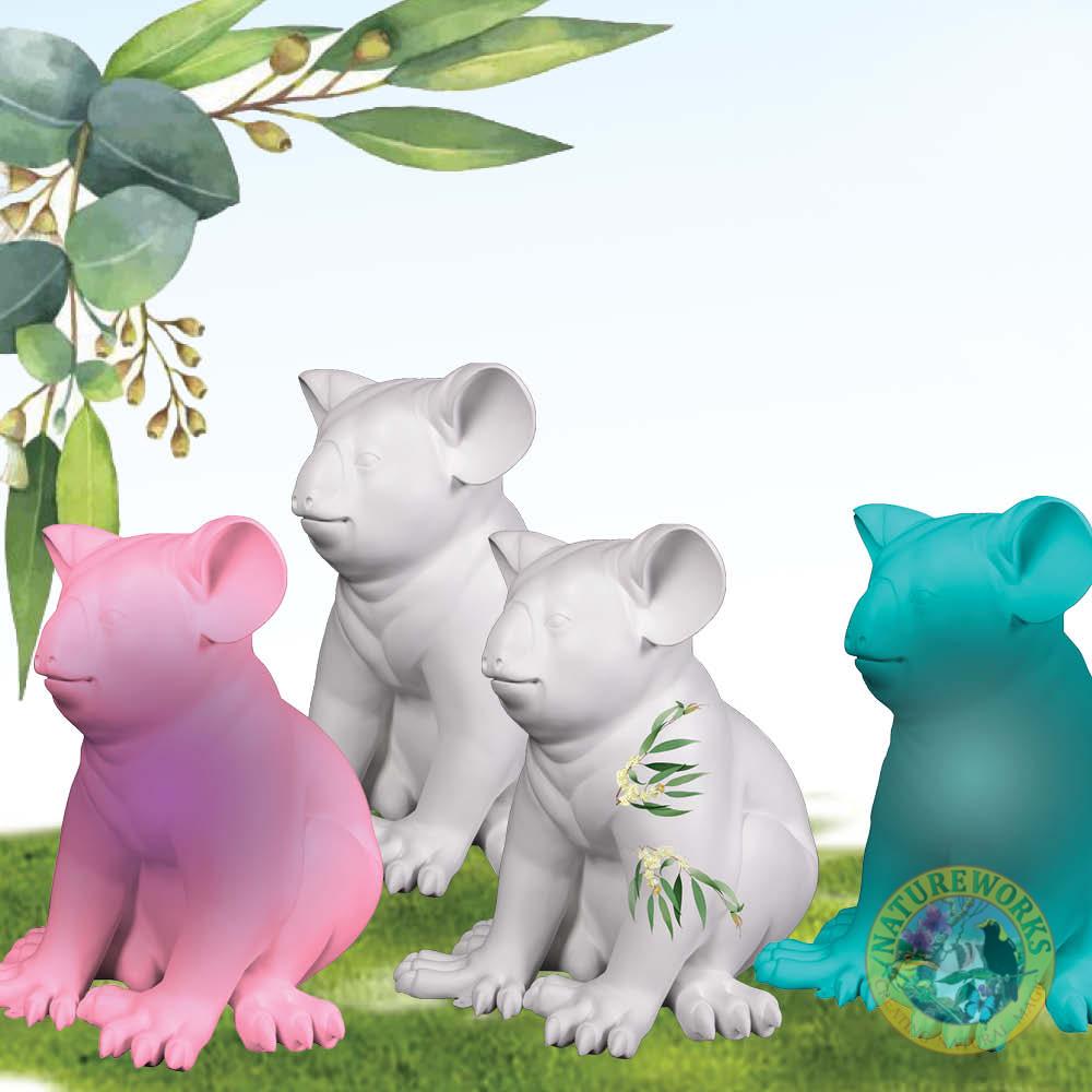 Natureworks Australia Koala sitting - Smooth White - 160240 statue - shown in different colours