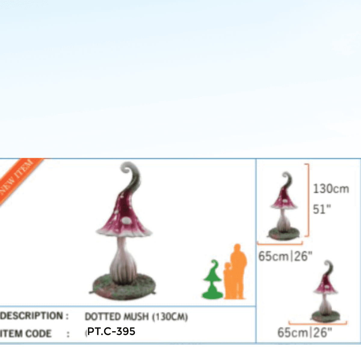 Natureworks Australia Mushroom Dotted 130cm high with pink and white dotted cap