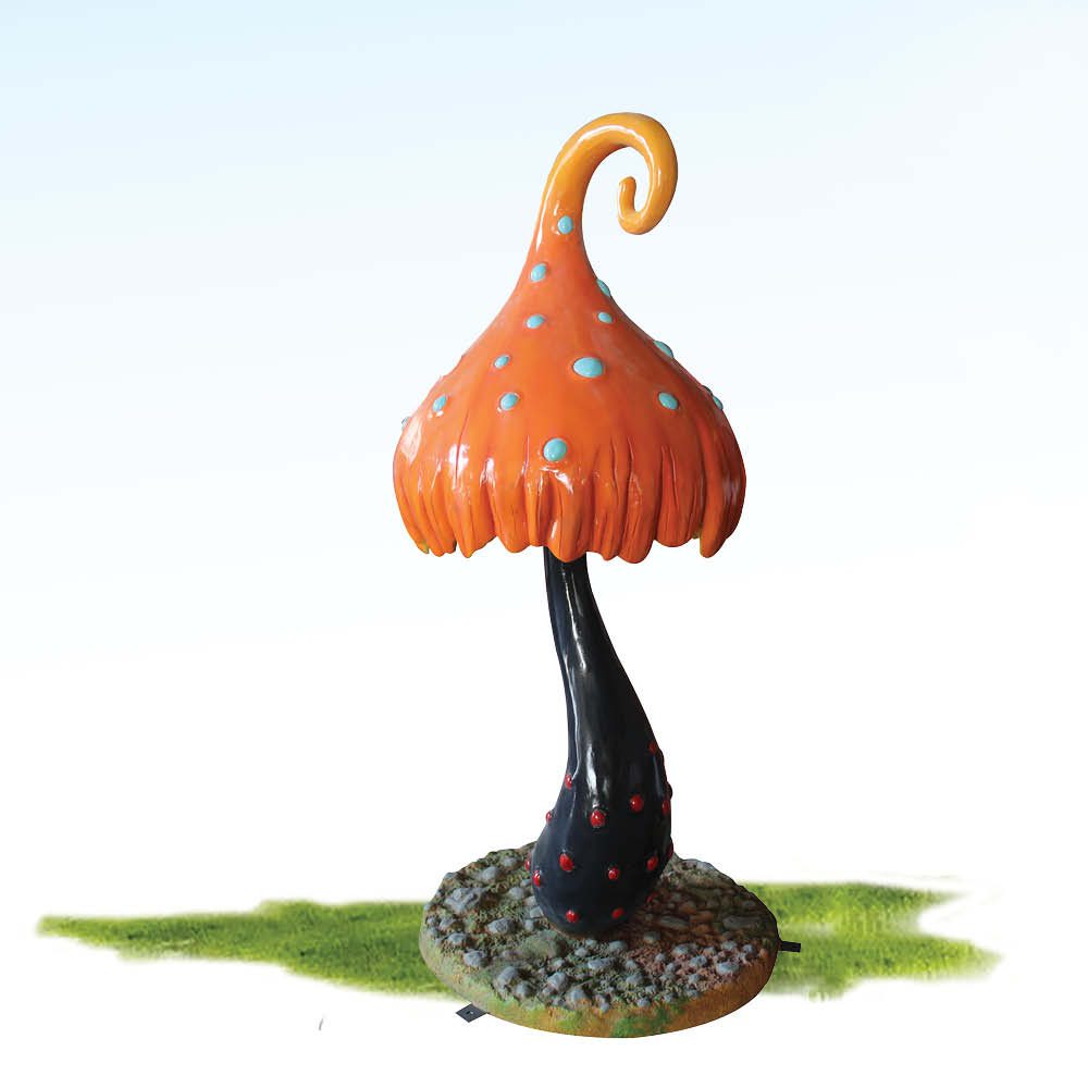 Natureworks Australia Mushroom Poison - 130cm high brightly coloured with a orange cap and swirl - with blue scattered dots