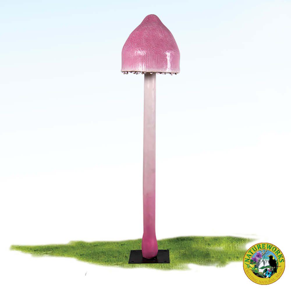 Mushroom Rosy Bonnet - tall long and thin rosy coloured mushroom prop