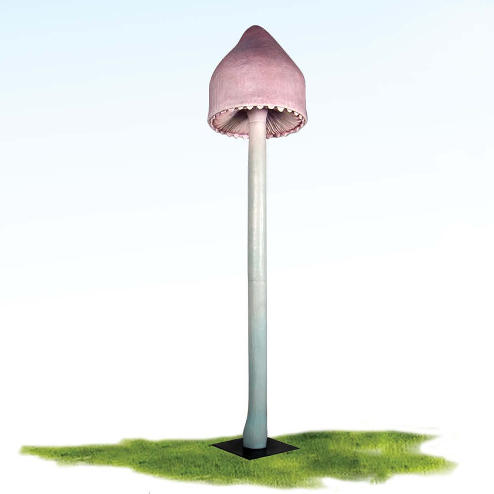 Mushroom 320cm high - Rosy Bonnet light pink tall and thin fantasy themed prop photo