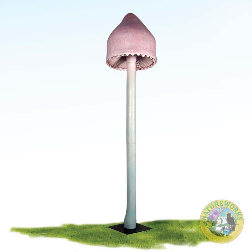 Mushroom 320cm high - Rosy Bonnet light pink tall and thin fantasy themed prop photo