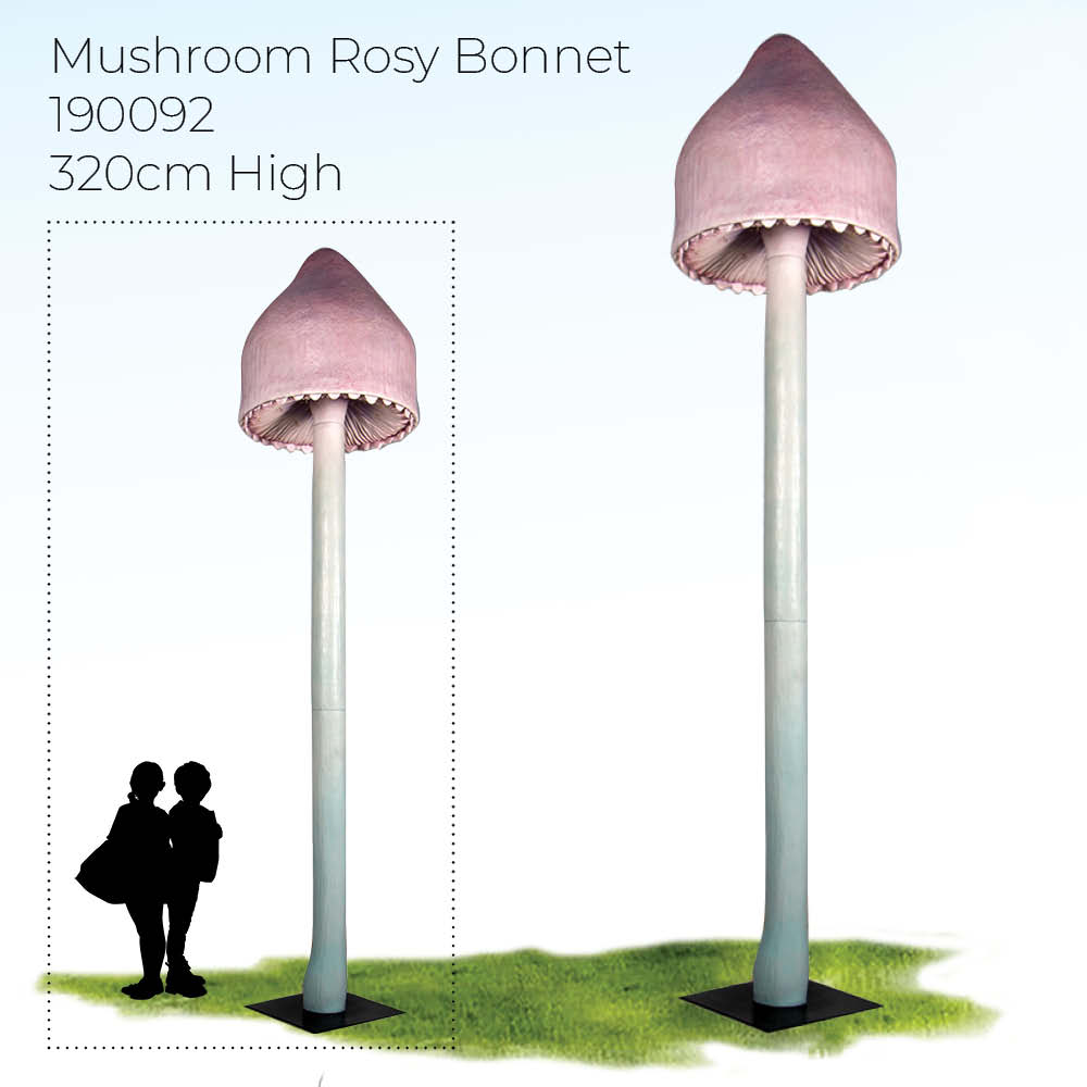 Natureworks Australia Mushroom 320cm high - Rosy Bonnet light pink tall and thin fantasy themed prop photo