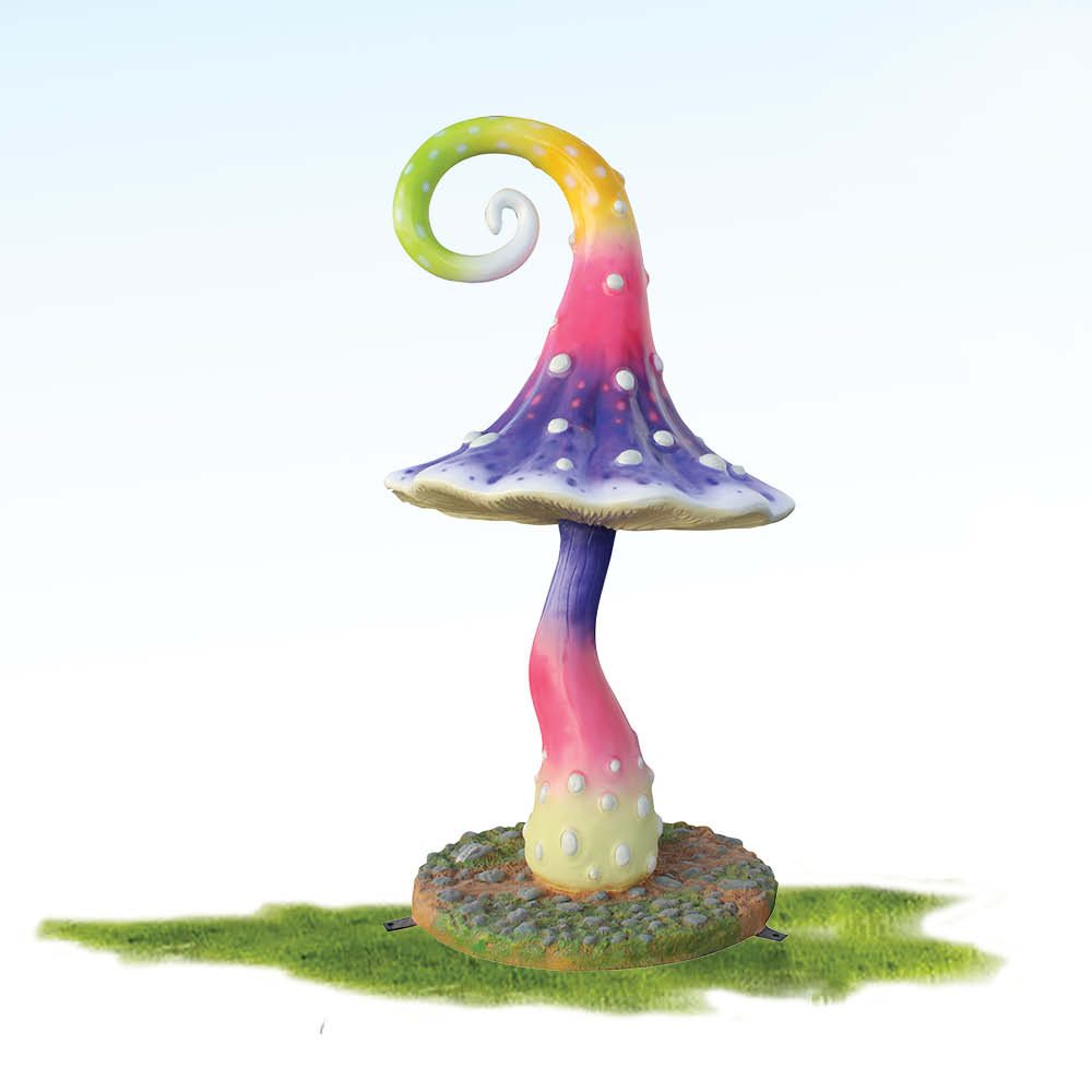 Mushroom with swirl on top of cap - mulitcoloured pastel colours when enhance this magical themed prop
