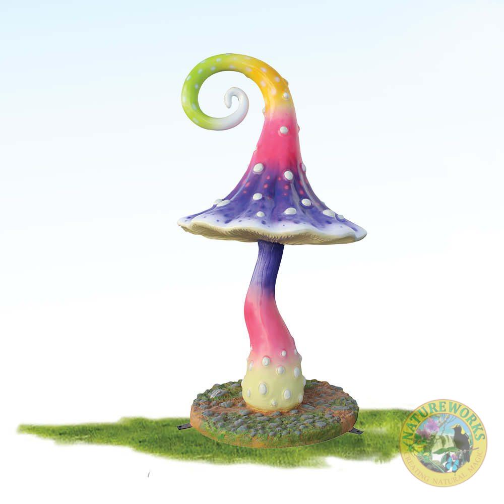 Mushroom with swirl on top of cap - mulitcoloured pastel colours when enhance this magical themed prop