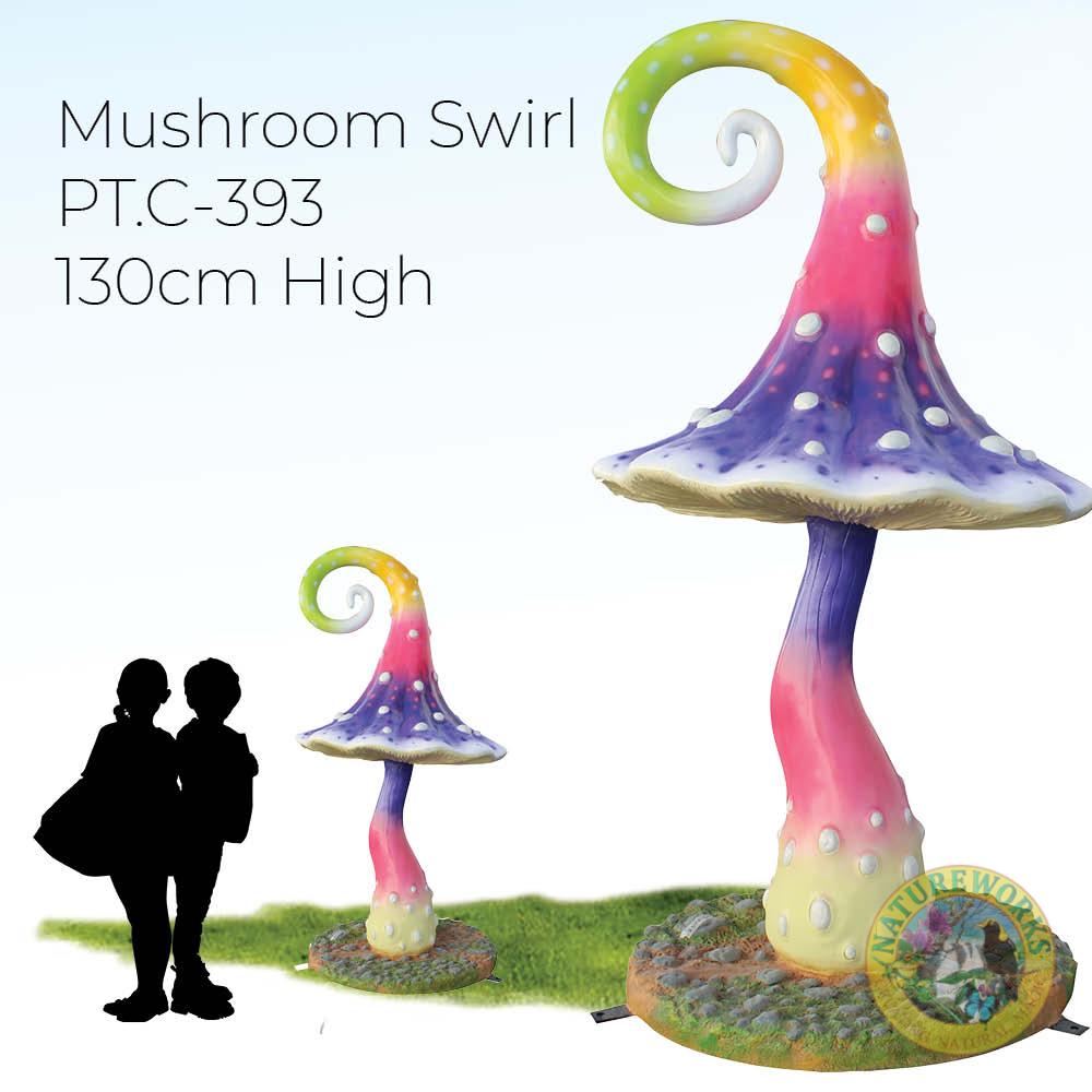 Natureworks Australia Mushroom with swirl on top of cap - mulitcoloured pastel colours when enhance this magical themed prop - 130cm high photo
