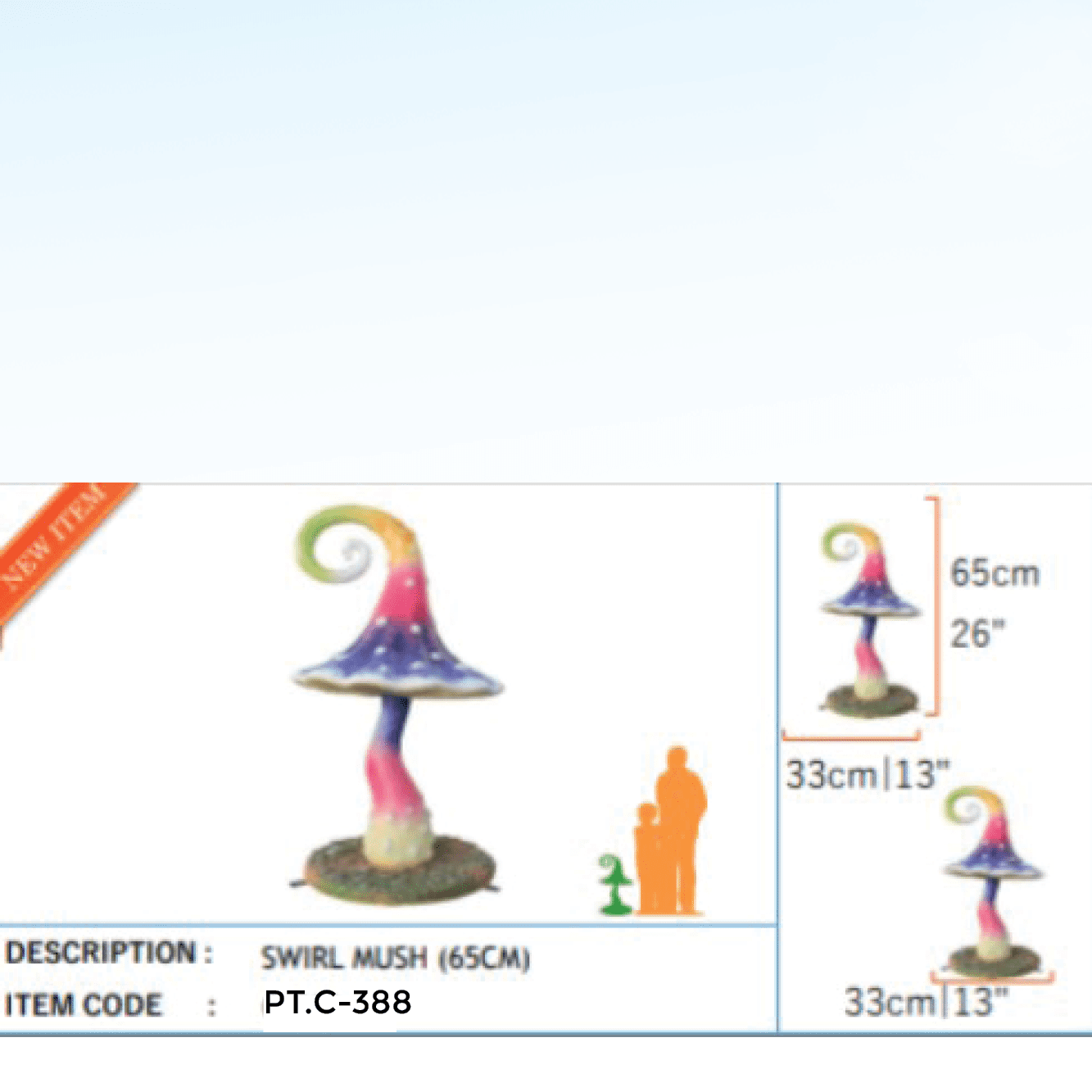 Natureworks Australia Mushroom Swirl - PT.C-388 - 65cm high multicoloured mushroom