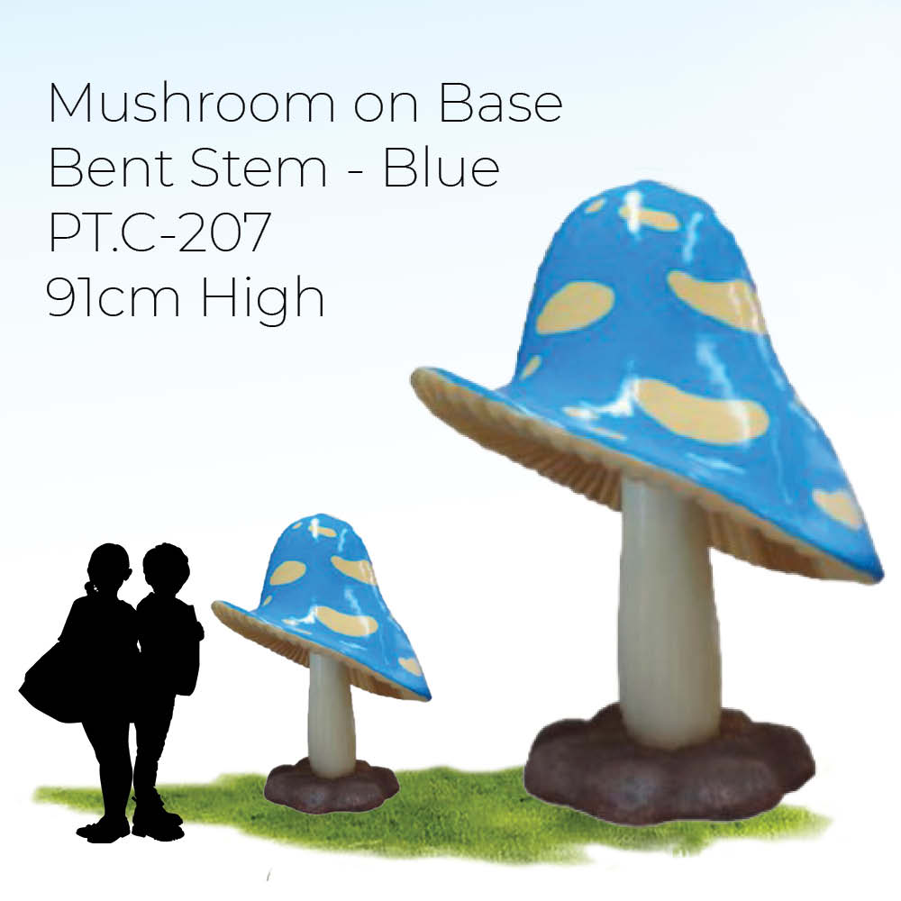 Natureworks Australia Magical Blue and white dotted mushroom prop - 91cm high - shown with silhouette