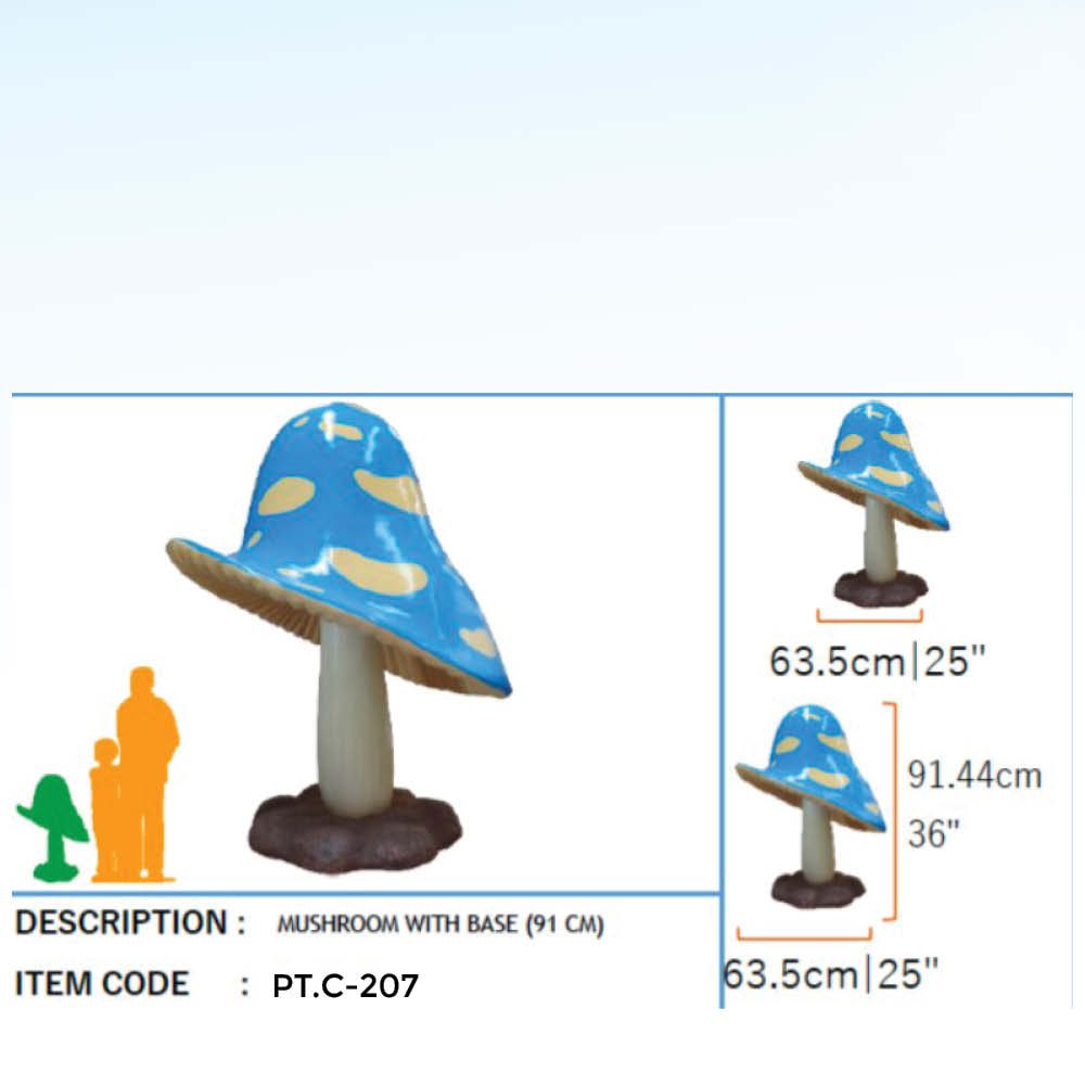 Natureworks Australia Magical Blue and white dotted mushroom prop - 91cm high - with size chart