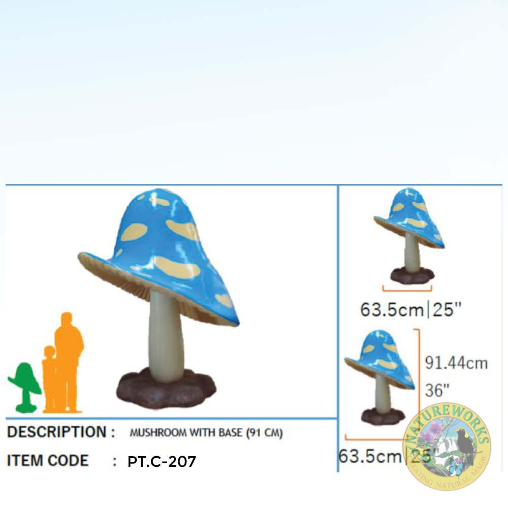 Natureworks Australia Magical Blue and white dotted mushroom prop - 91cm high - with size chart
