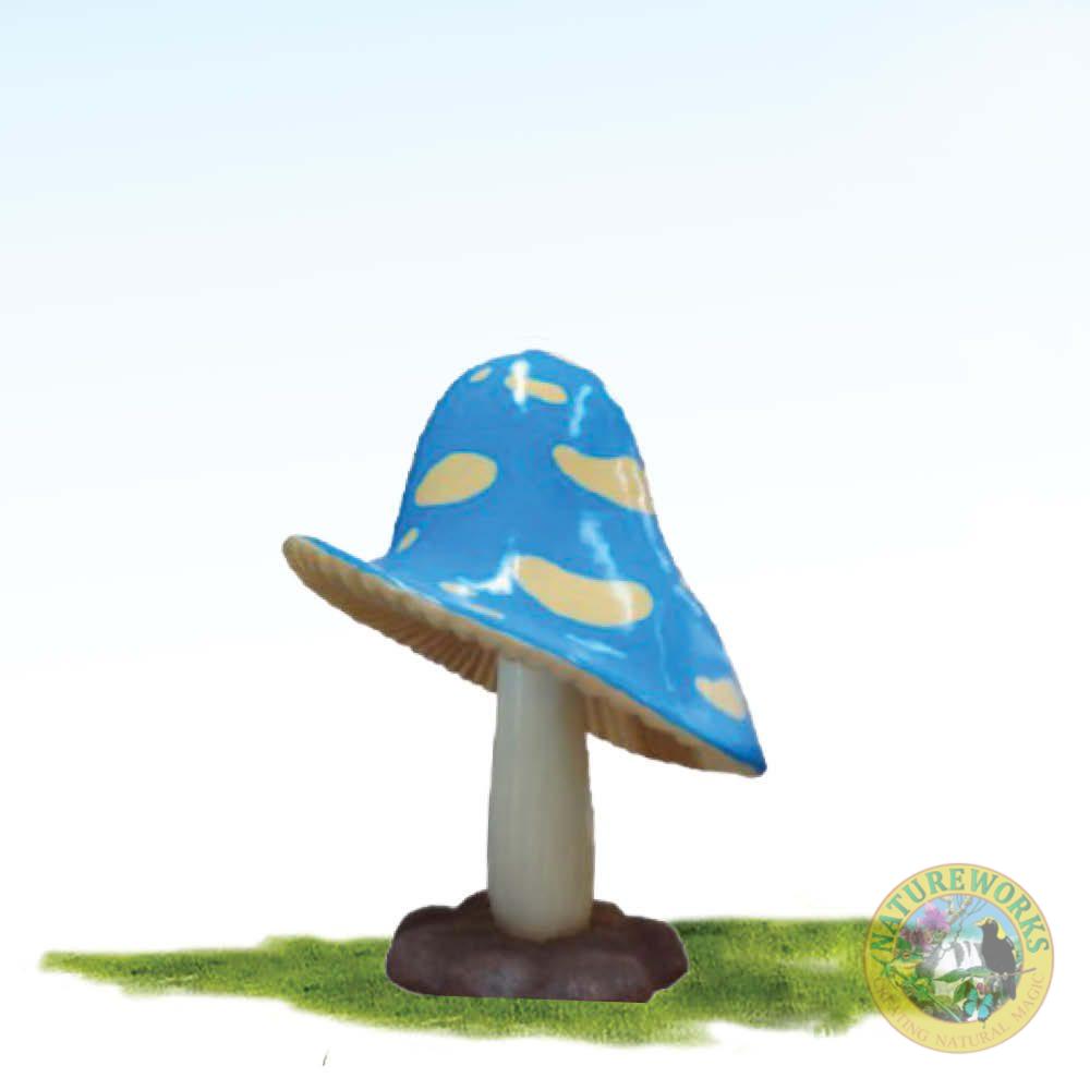 Mushroom on Base - 91cm-Blue with white dots mushroom prop - 91cm high