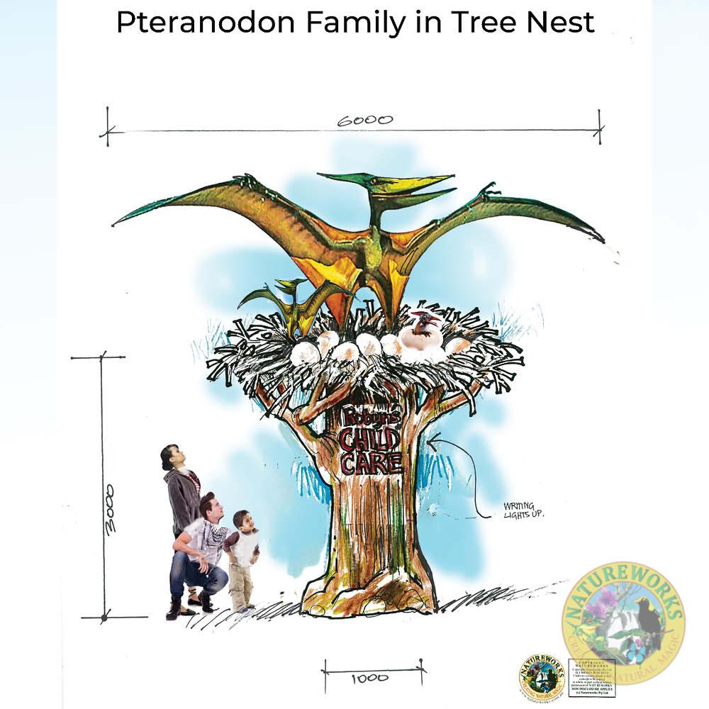 Natureworks Australia Pteranodon Family in Tree Nest - Concept Art