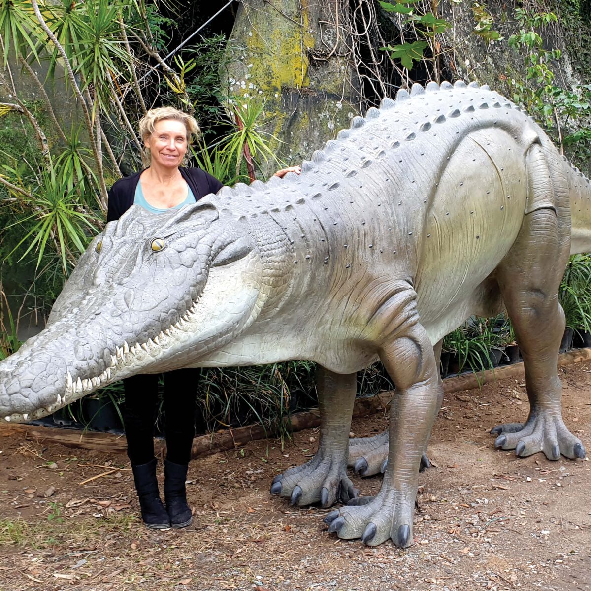 Natureworks Australia Quinkana - Megafauna free standing 6.8m shown with lady