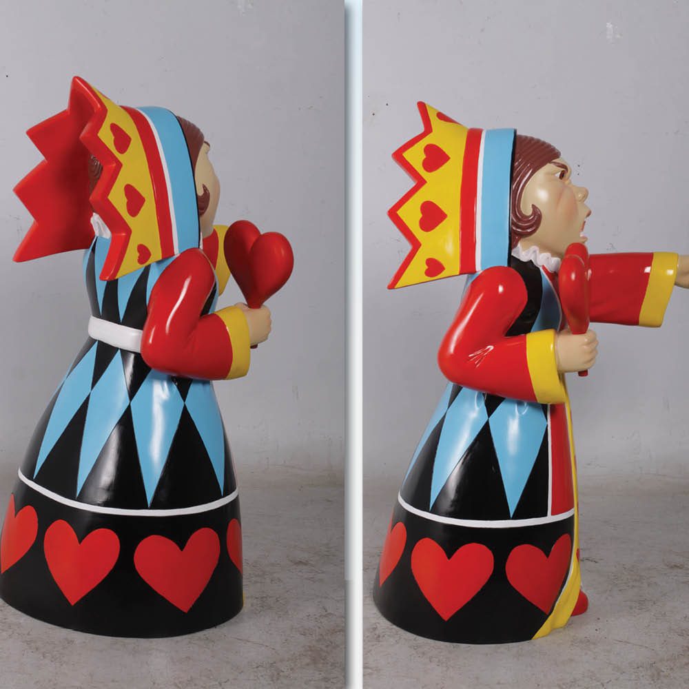 Natureworks Australia Queen of Hearts sculpture - Alice in wonderland Prop - shown rear and side view