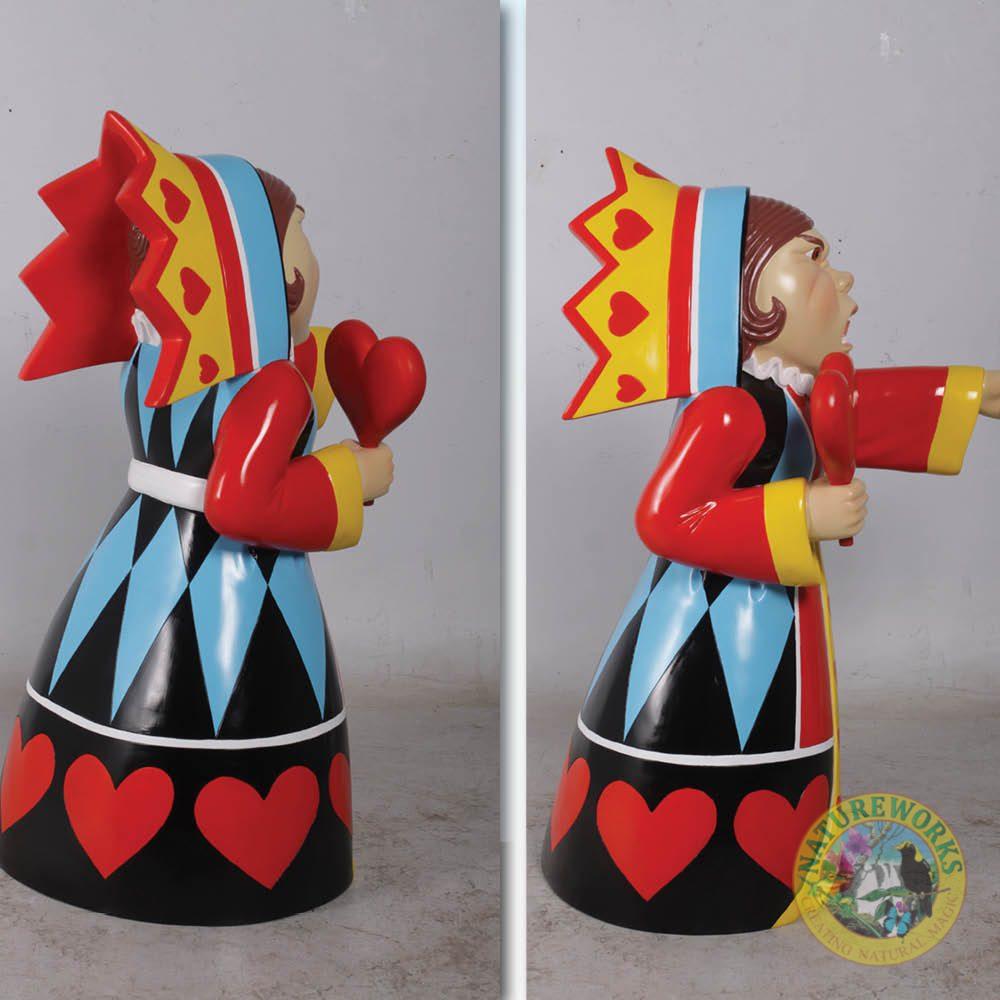 Natureworks Australia Queen of Hearts sculpture - Alice in wonderland Prop - shown rear and side view