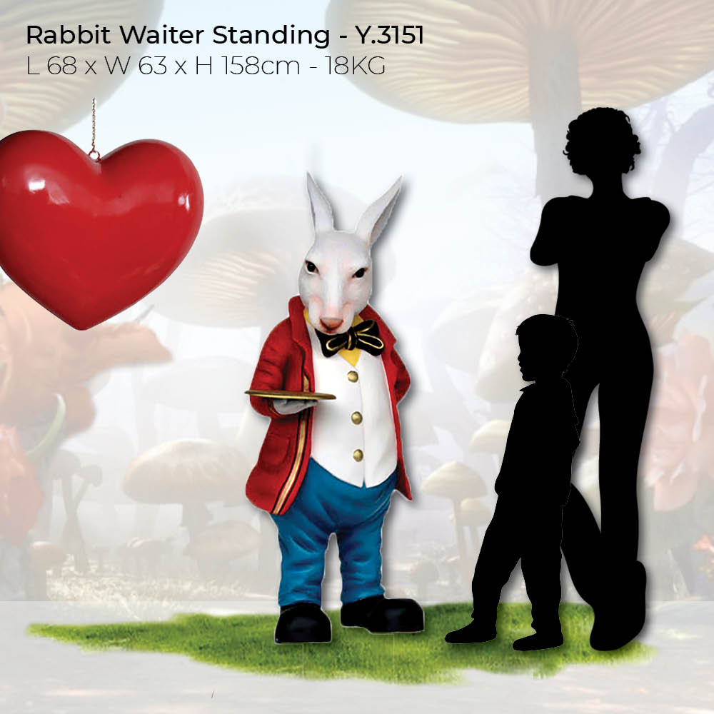 Natureworks Australia Alice in Wonderland - Rabbit Waiter-Large - L68 x W63 x L158cm-Y.3151