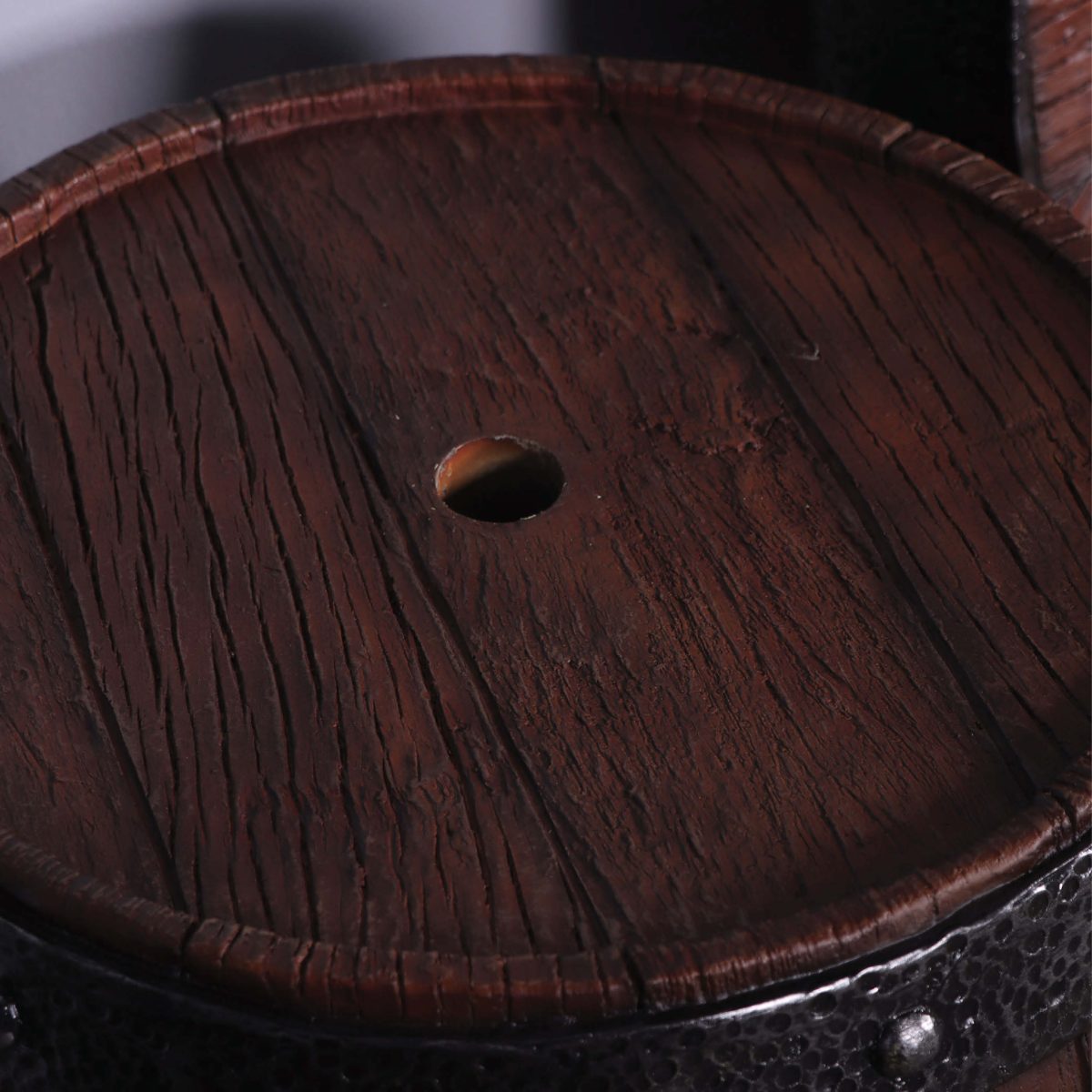 Natureworks Australia Barrel Table - Pirate Furniture - 230074 - Faux timber - 81cm High - matching Barrel Chairs also available - showing table base hole