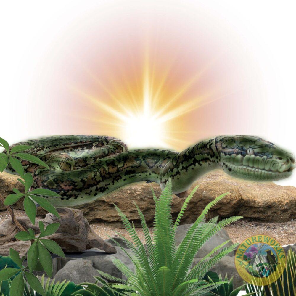 Titanoboa - Giant Snake - Climb and play playground structure - shown on rock and rid sunset