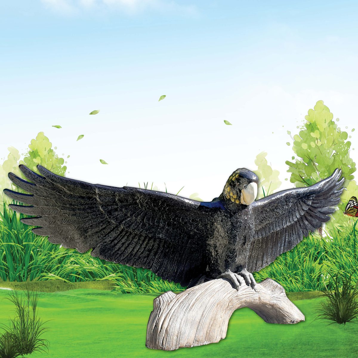 Natureworks Australia COCKATOO- Female - custom glossy black cockatoo 3m wing span