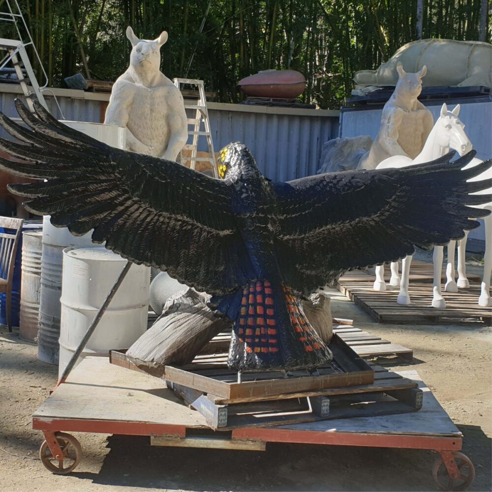 COCKATOO- Female - custom glossy black cockatoo 3m wing span - rear view