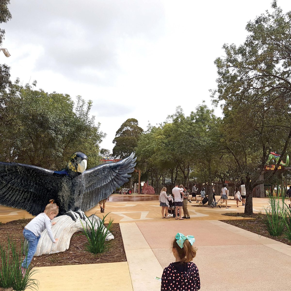Natureworks Australia COCKATOO- Female - custom glossy black cockatoo 3m wing span - shown outside