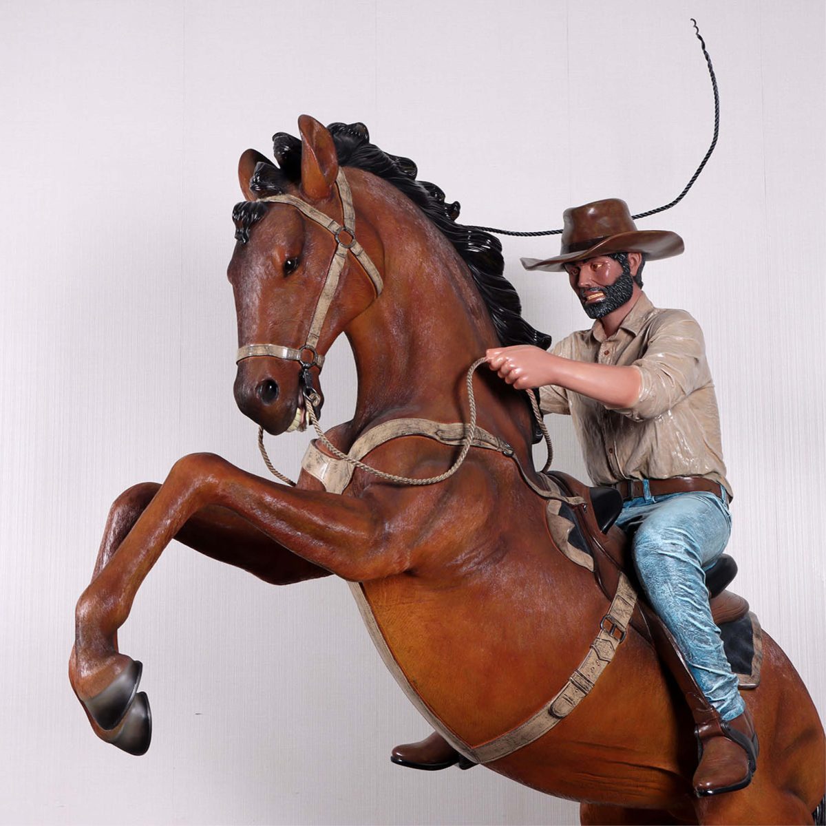 Natureworks Australia Stockman on Stallion - Fibreglass finish-220042B- Side view