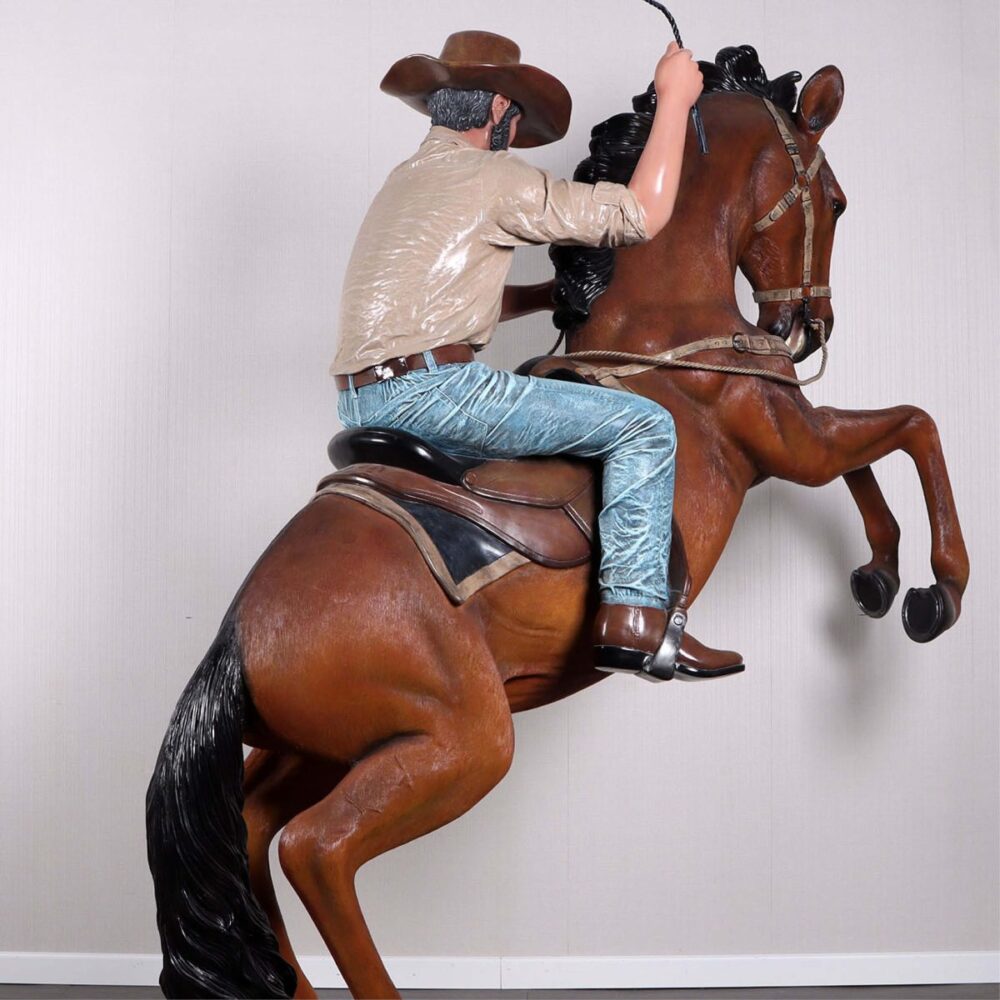 Stockman on Stallion - fibreglass finish-220042B- Rear angle view