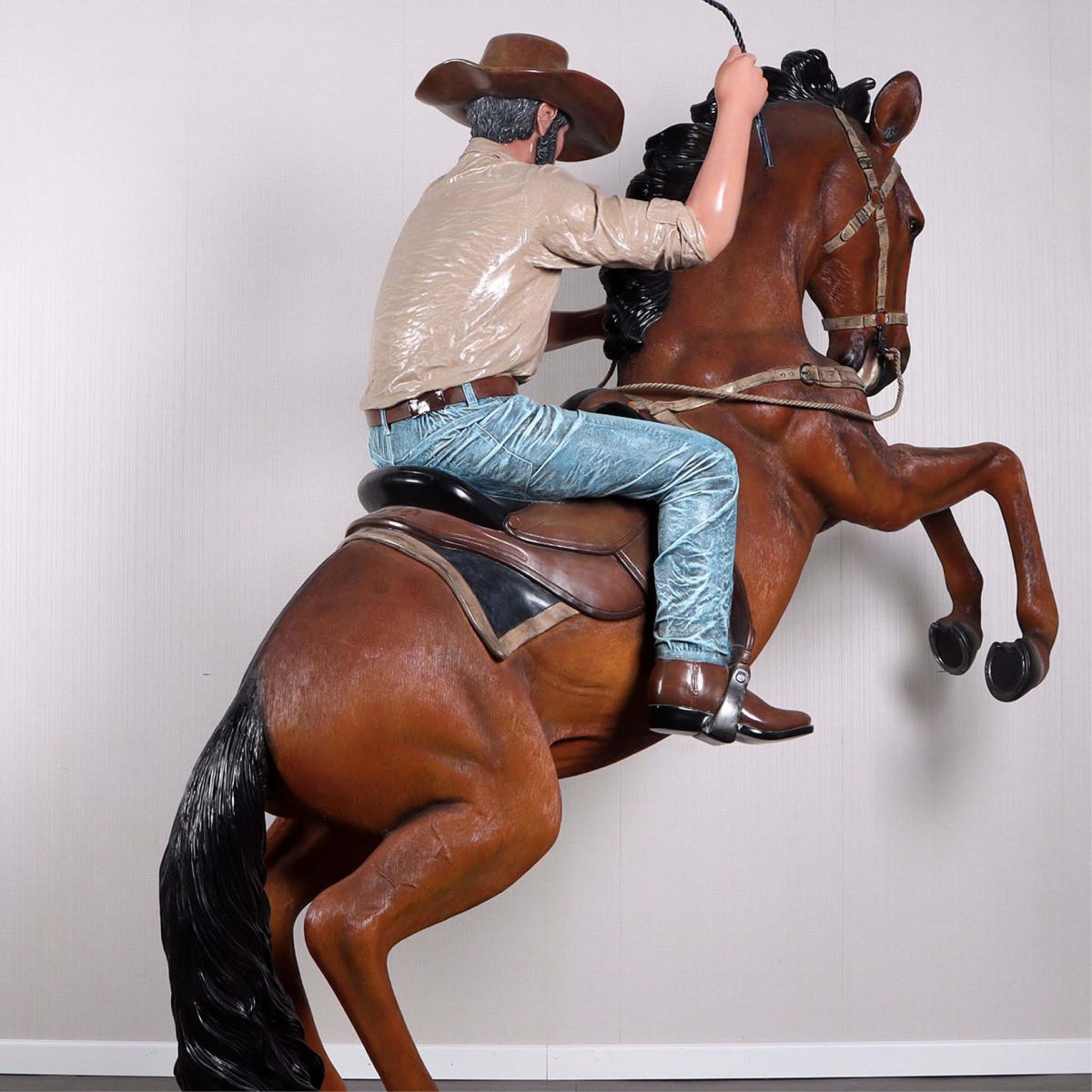 Natureworks Australia Stockman on Stallion - fibreglass finish-220042B- Rear angle view