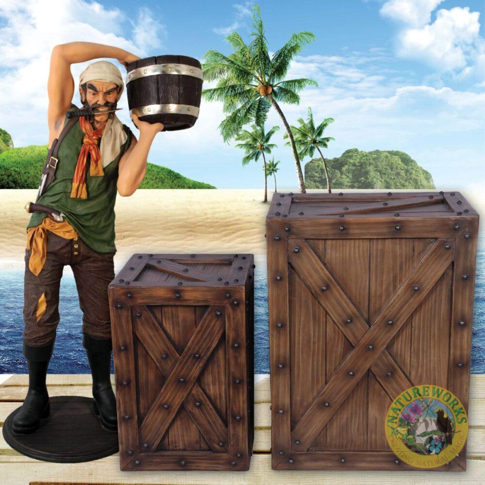 Tmber Crate - fibreglass large craate - shown with matching small crate and pirate - 230072