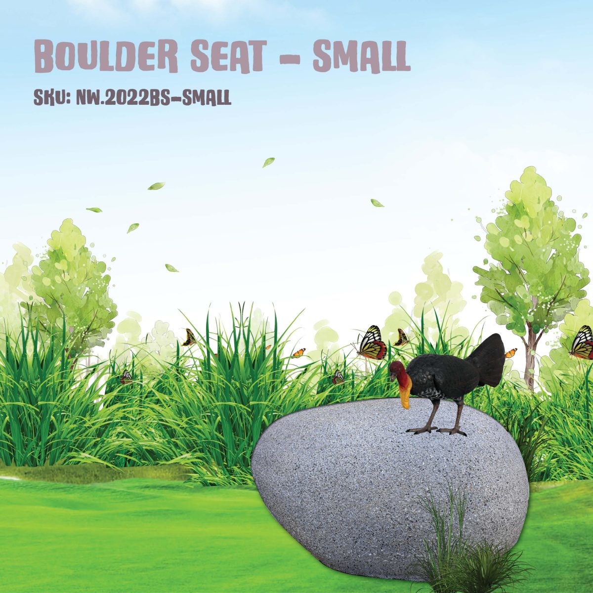 Natureworks Australia Boulder Seat - NW.2022BS- Small - Grey Grantie finish