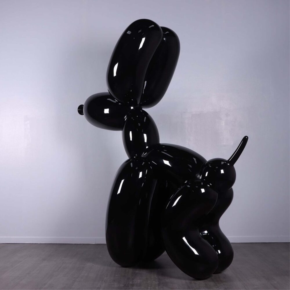 Natureworks Balloon dog 7ft high - Glossy Black finish Rear angle view