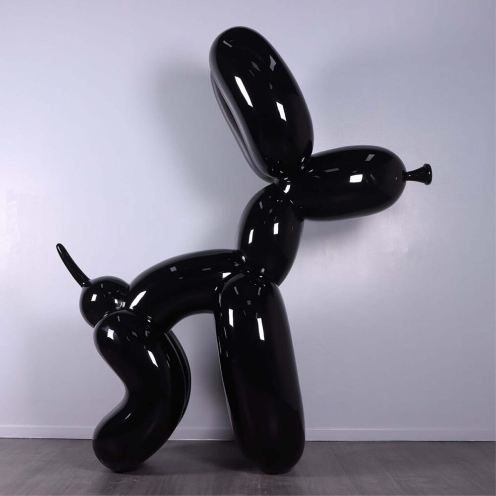 Natureworks Balloon dog 7ft high - Glossy Black finish -side view