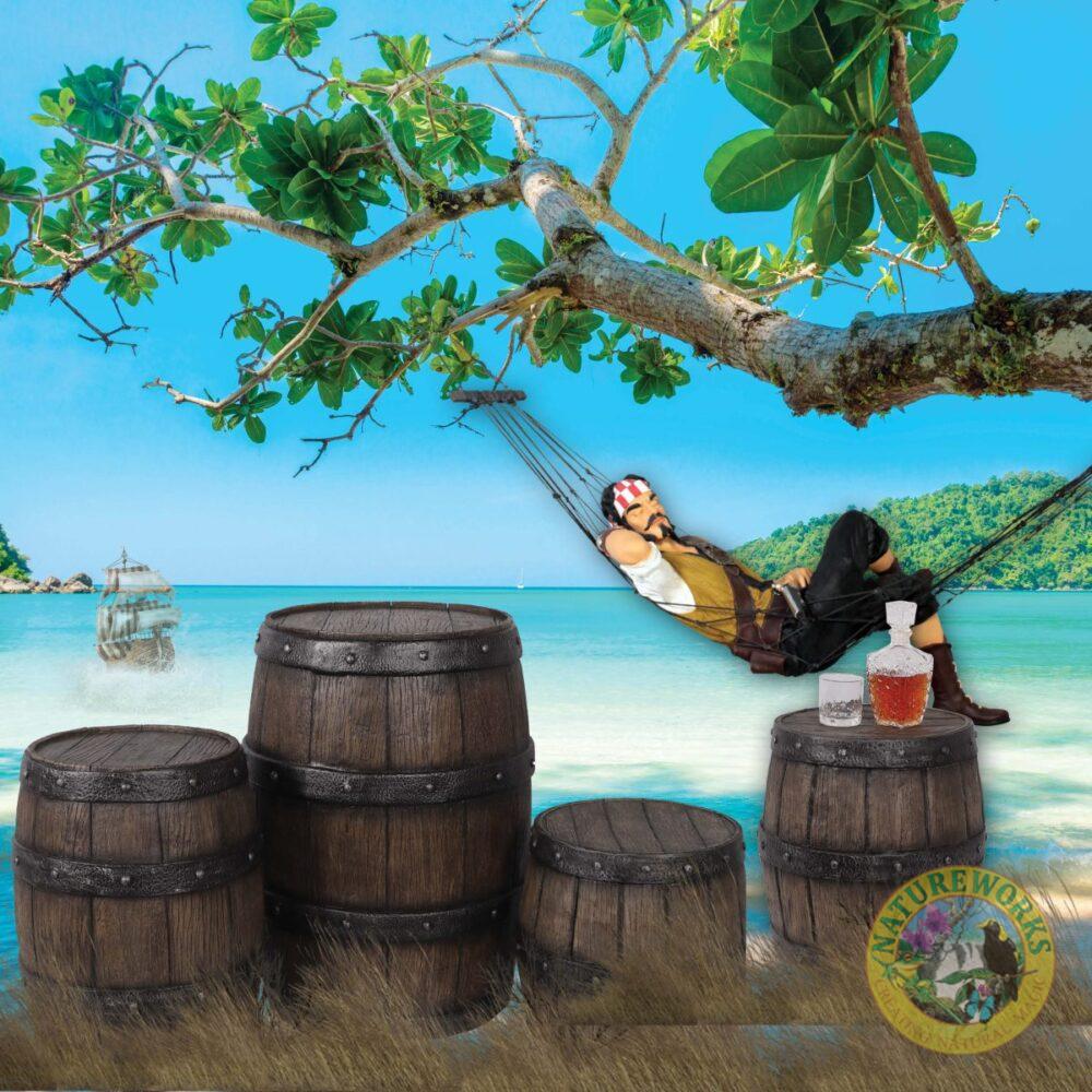 Barrek - Karge 82cm high - 230067 -fake fimber look wine barrel - pirate themed furniture