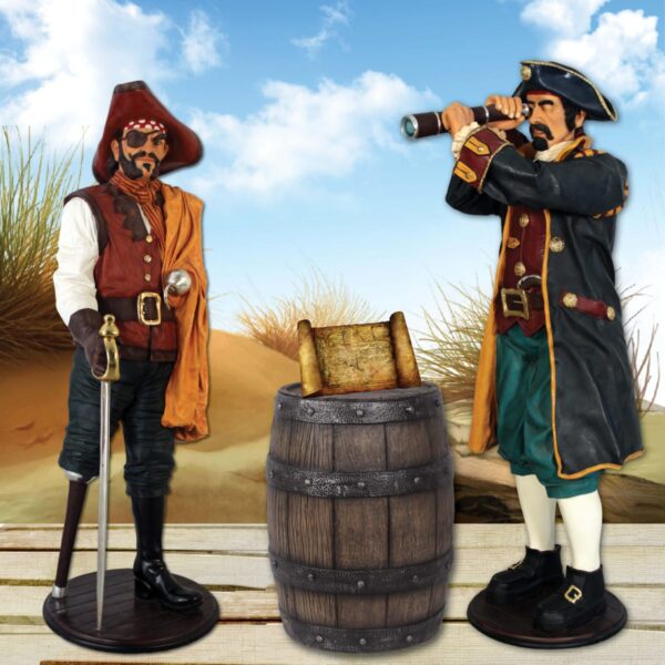 Barrel - Medium - 62cm high 230068 shown with pirates and pirate map