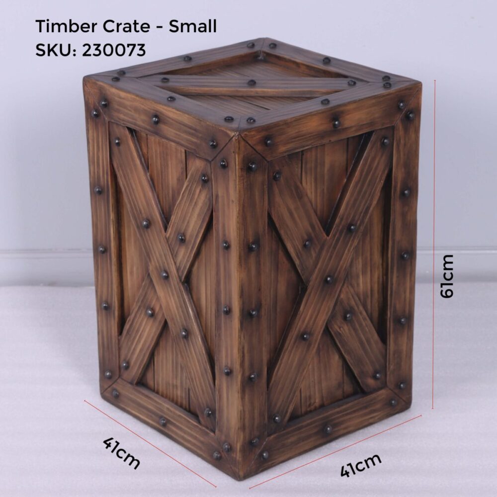 Timber Crate- small - 230073- shown with measurements