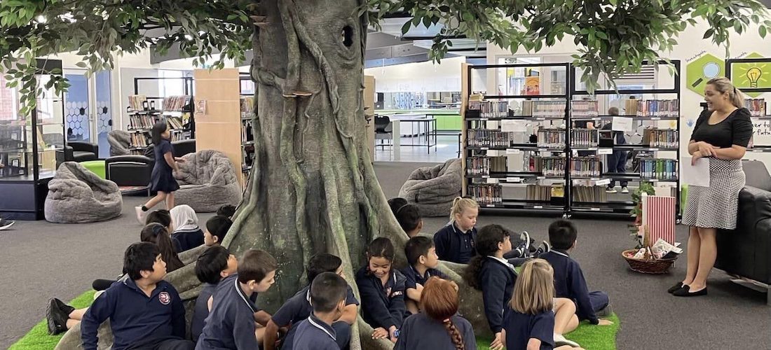 Natureworks Australia Reading tree with children and teacher